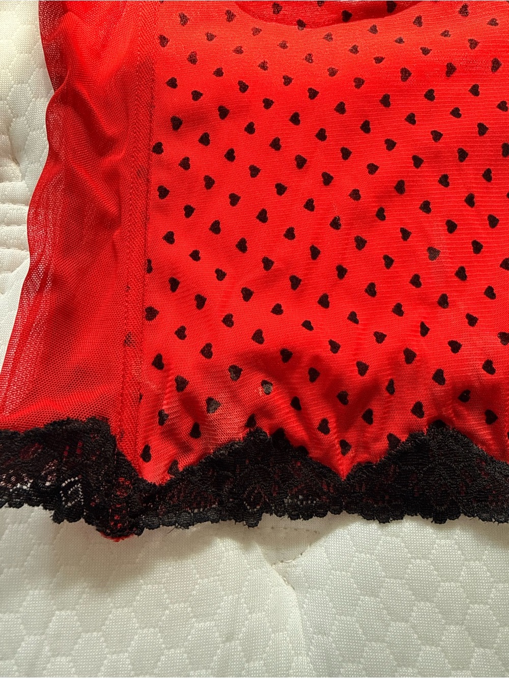 adidas Red Bustier Top with Black Lace Trim - Picture 5 of 7
